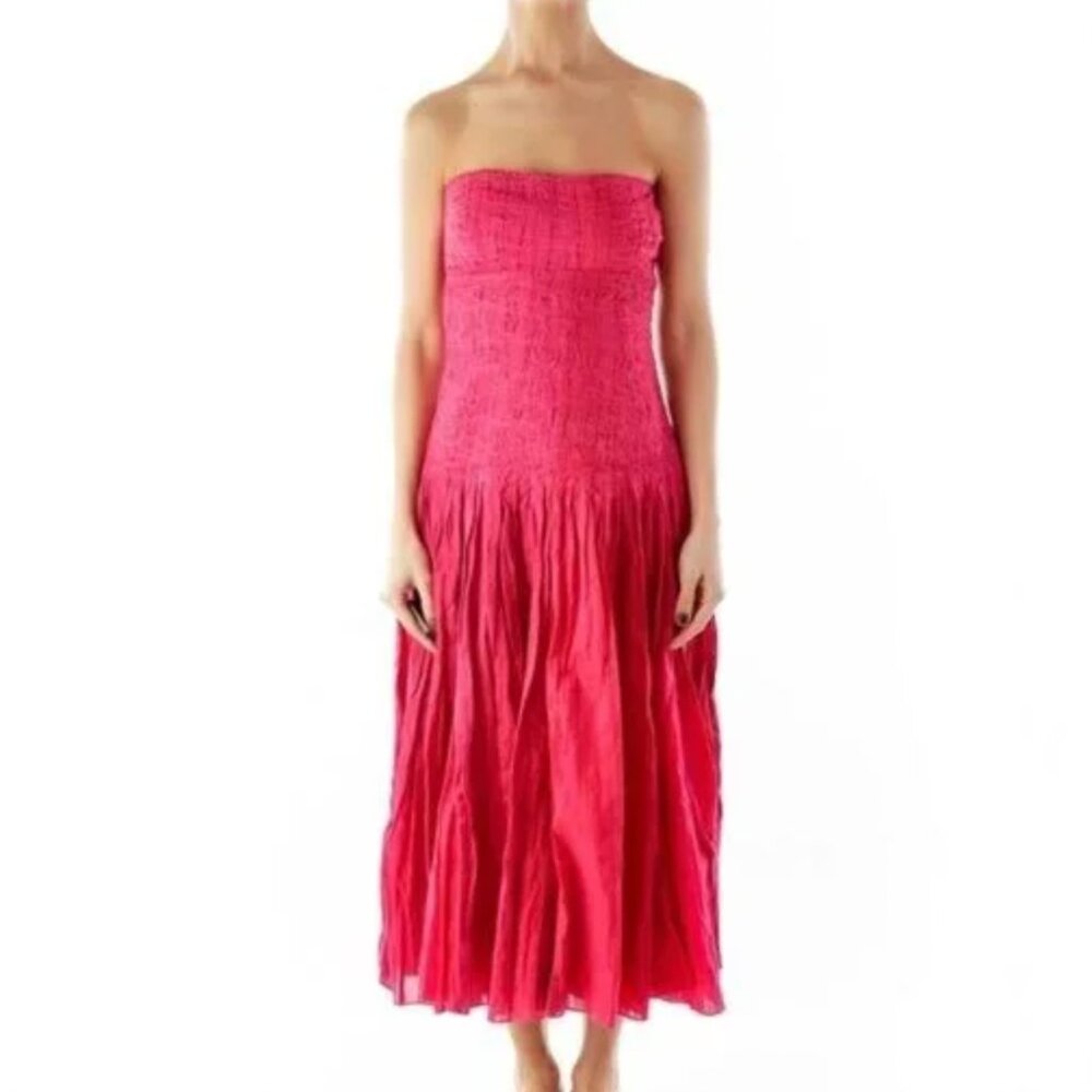 Diane Von Furstenberg DVF Womens Sheryl Strapless Midi Dress Magenta Pink size 6